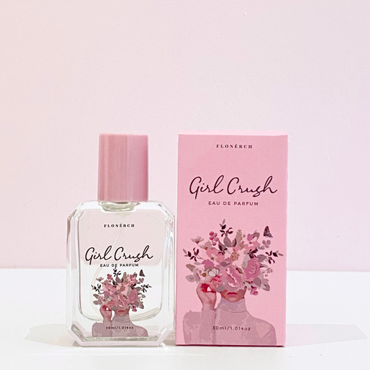 Girl Crush Perfume bottle next to its pink box